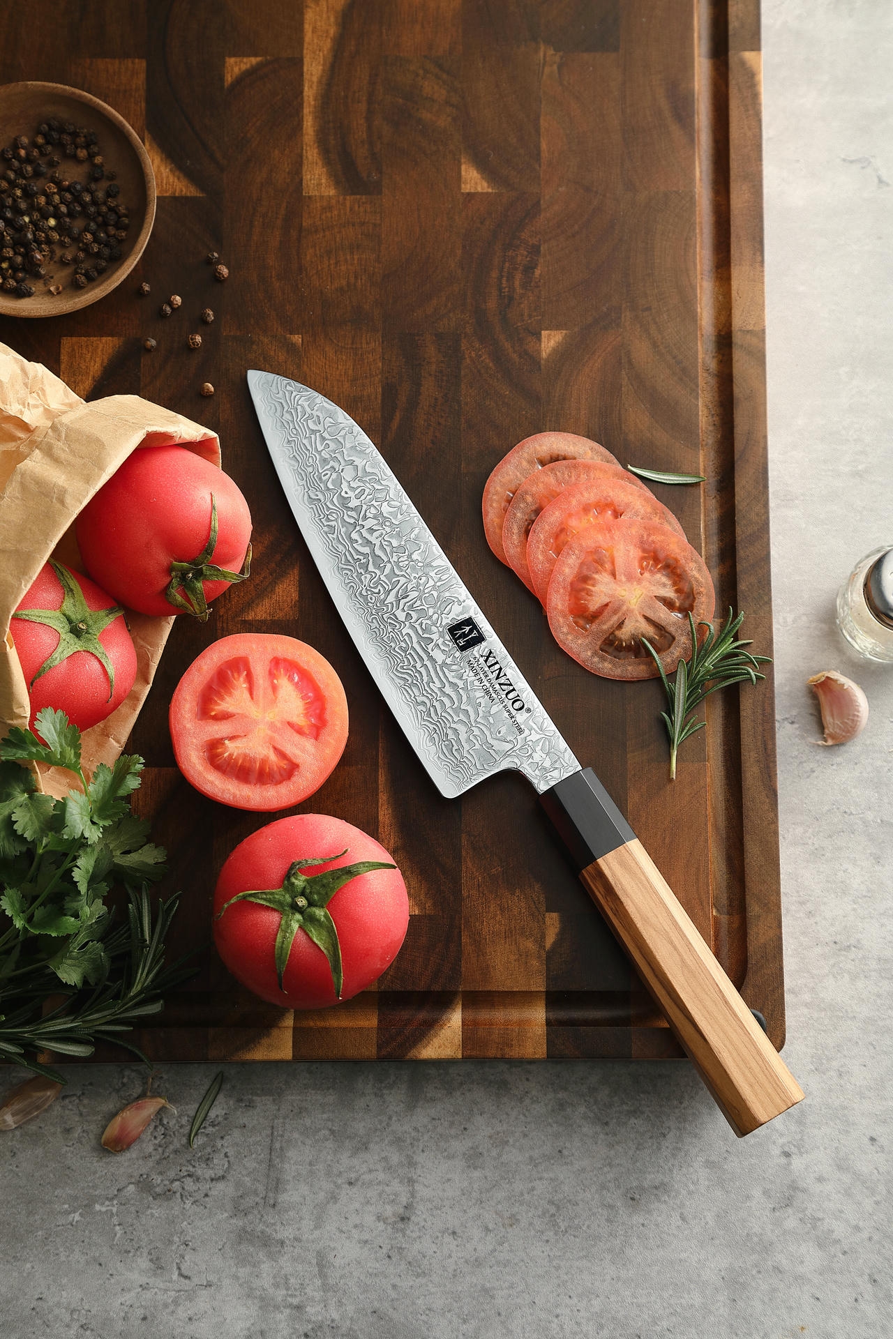 Santoku XinZuo Zhen PM8O – rukojeť